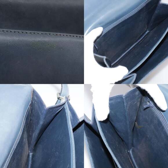 CELINE Shoulder Bag Leather Blue - Picture 12 of 13